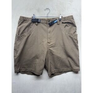 KAVU Chilli Lite Shorts Mens XXL Brown Canvas Belted Hiking Outdoor Half Moon